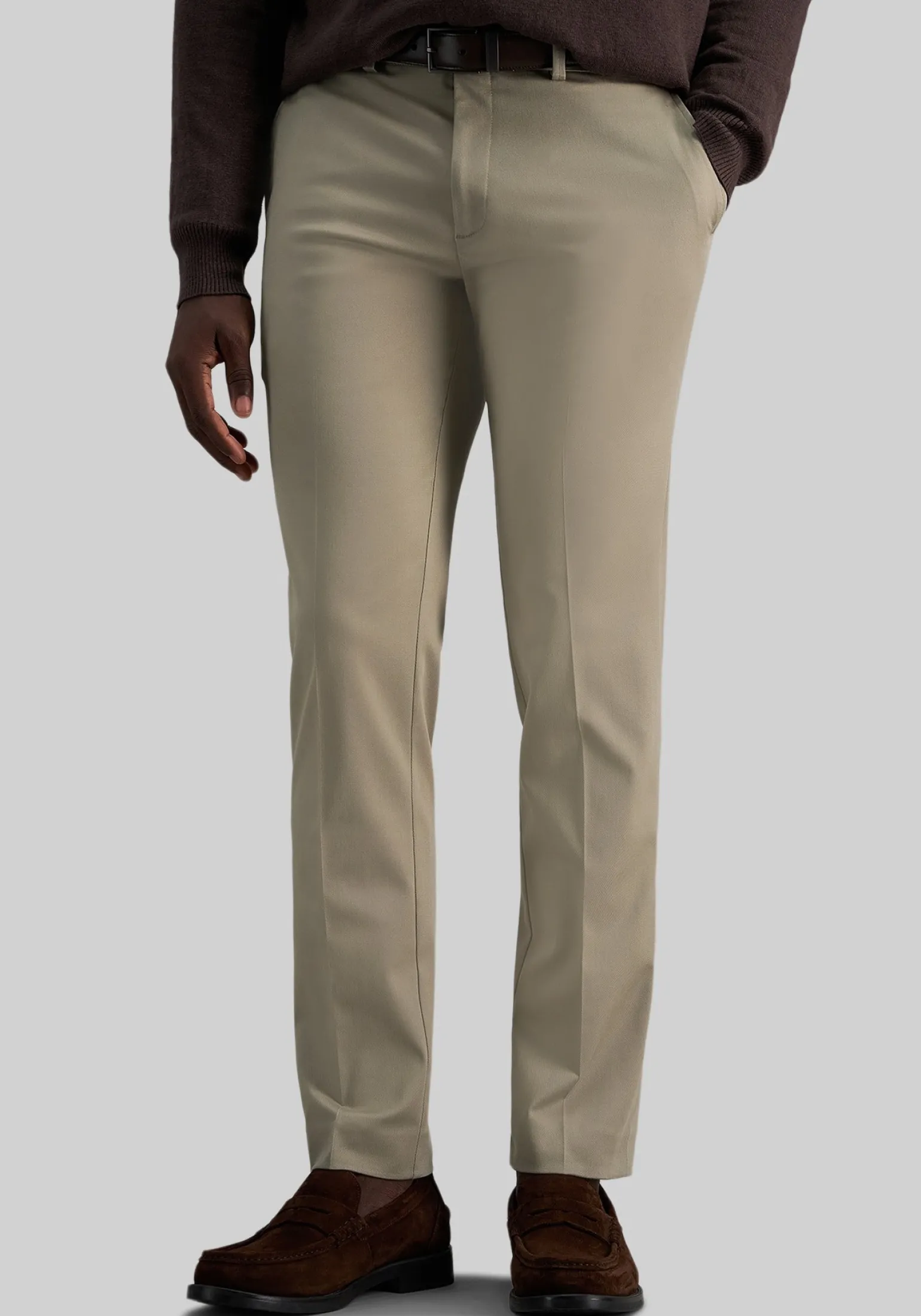 Haggar Slim Straight Fit Iron-Free Premium Flat Front Khaki Pants