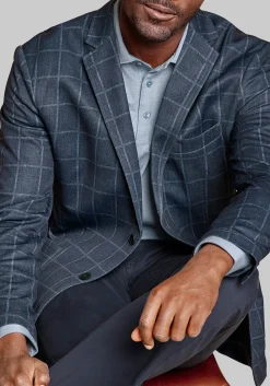 Johnston & Murphy Tailored Fit XC Flex® Pinnacle Windowpane Knit Blazer