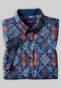 Johnston & Murphy Tailored Fit Logan Flamingo Short Sleeve Shirt