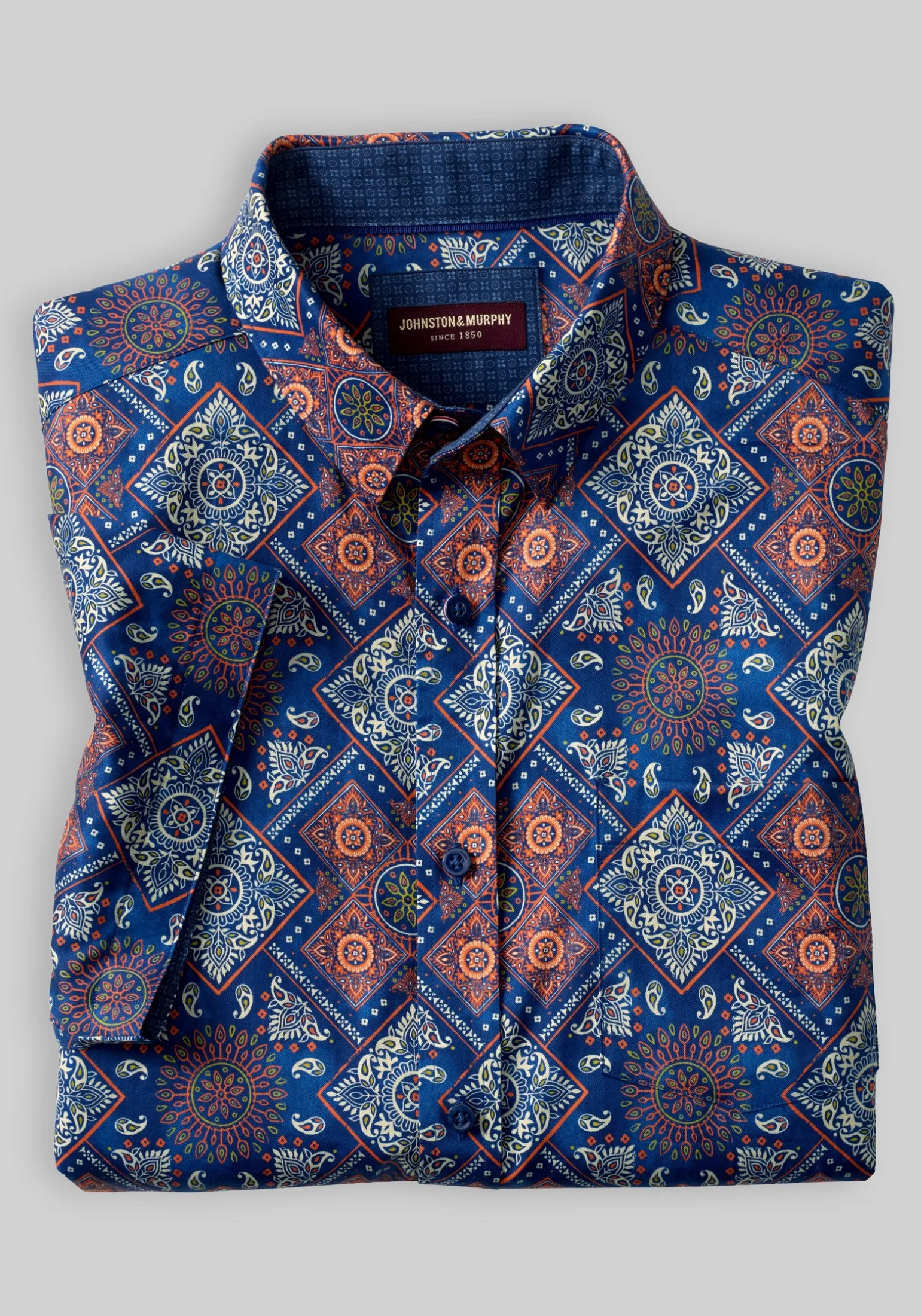 Johnston & Murphy Tailored Fit Logan Flamingo Short Sleeve Shirt