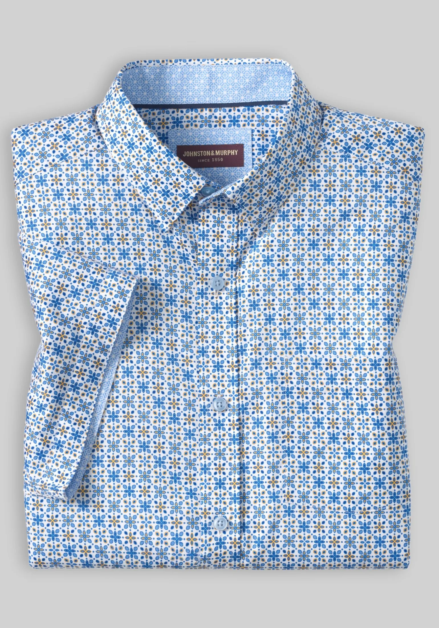 Johnston & Murphy Tailored Fit Logan Flamingo Short Sleeve Shirt