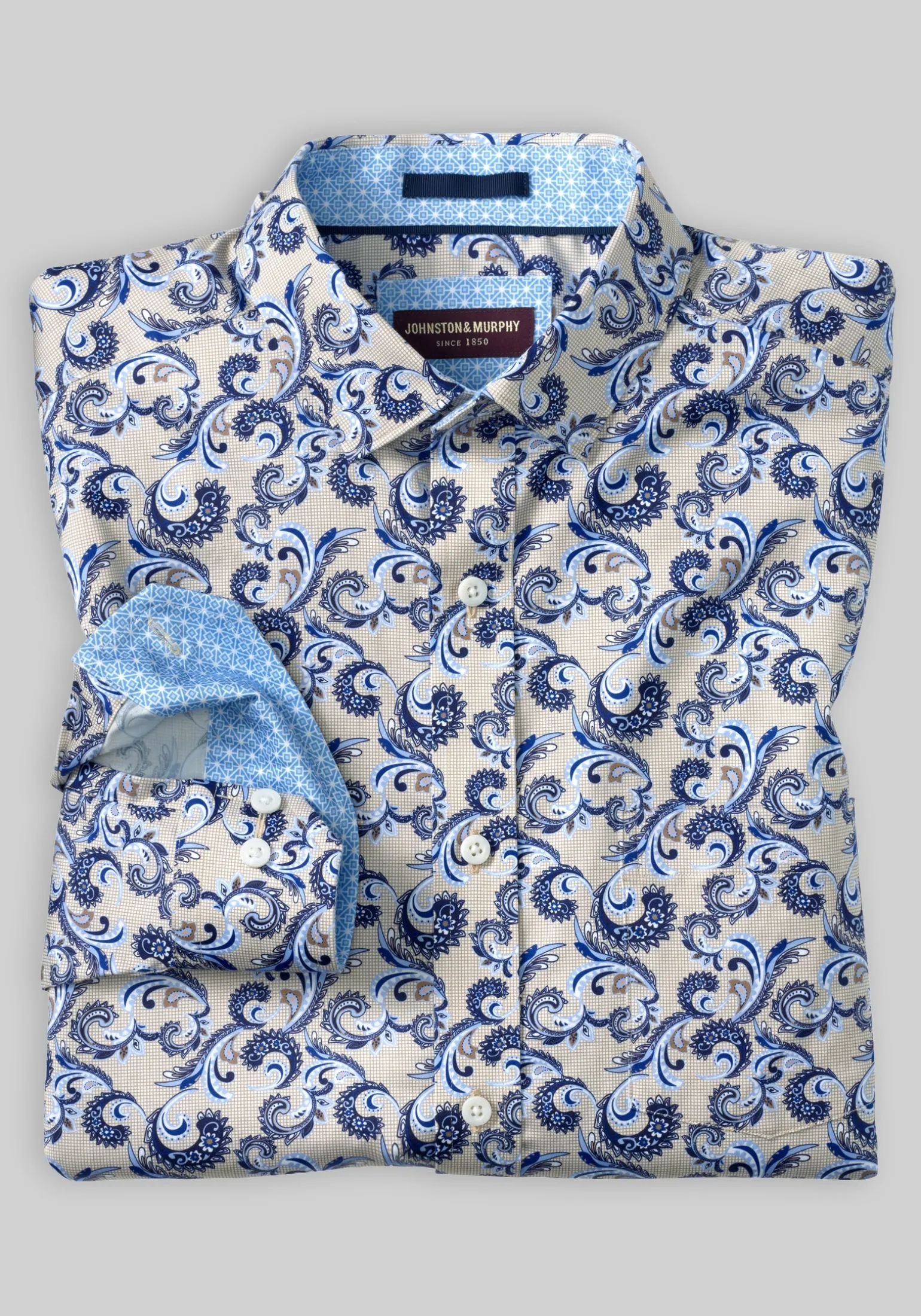 Johnston & Murphy Tailored Fit Stylized Paisley Button Up Shirt