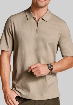 Johnston & Murphy Tailored Fit Finn Ribbed Zip Polo