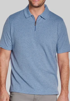 Johnston & Murphy Tailored Fit Finn Ribbed Zip Polo