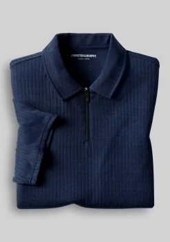 Johnston & Murphy Tailored Fit Finn Ribbed Zip Polo