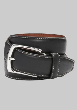 Johnston & Murphy Topstitched Leather Belt