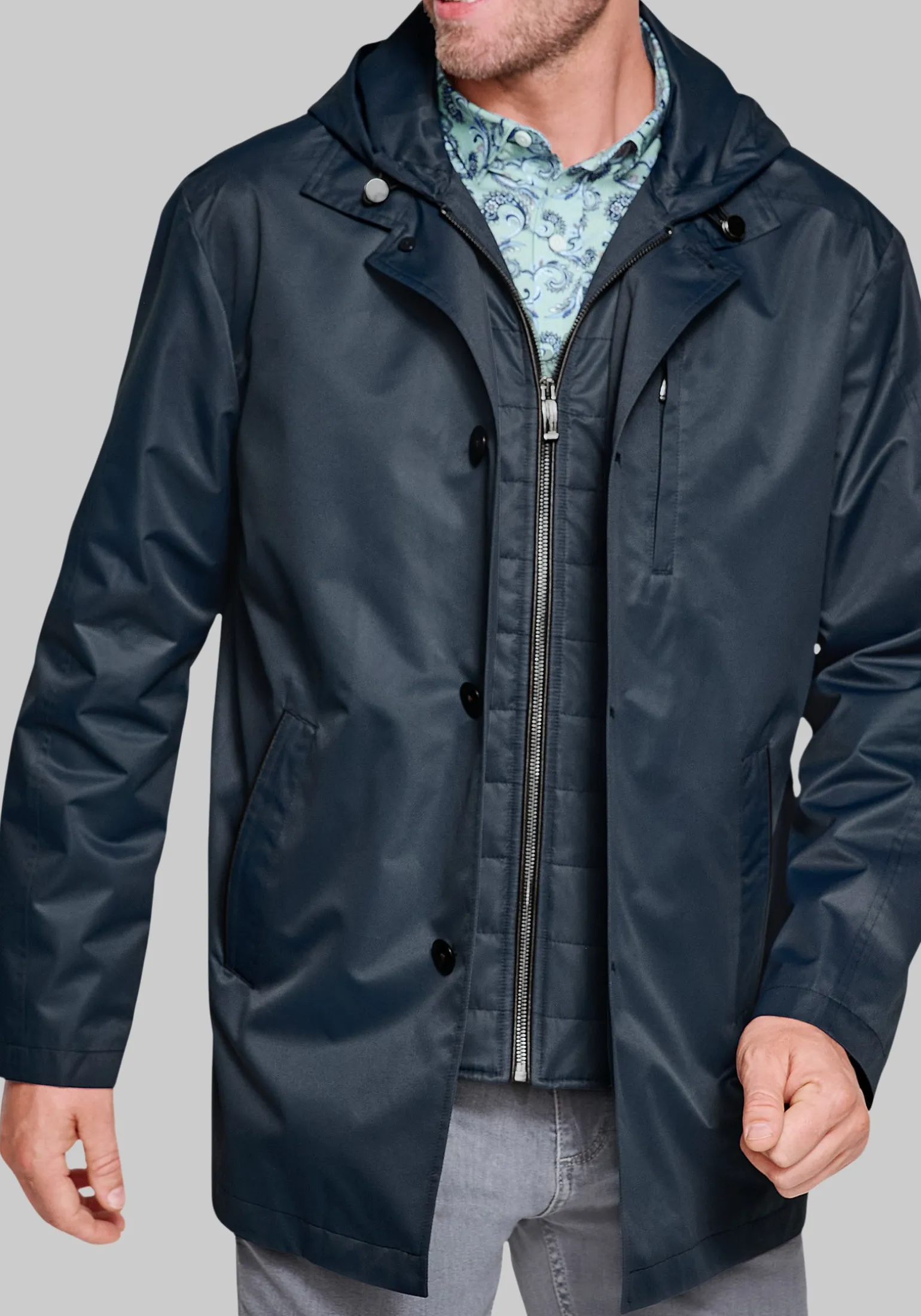 Johnston & Murphy Upton Raincoat with Hood