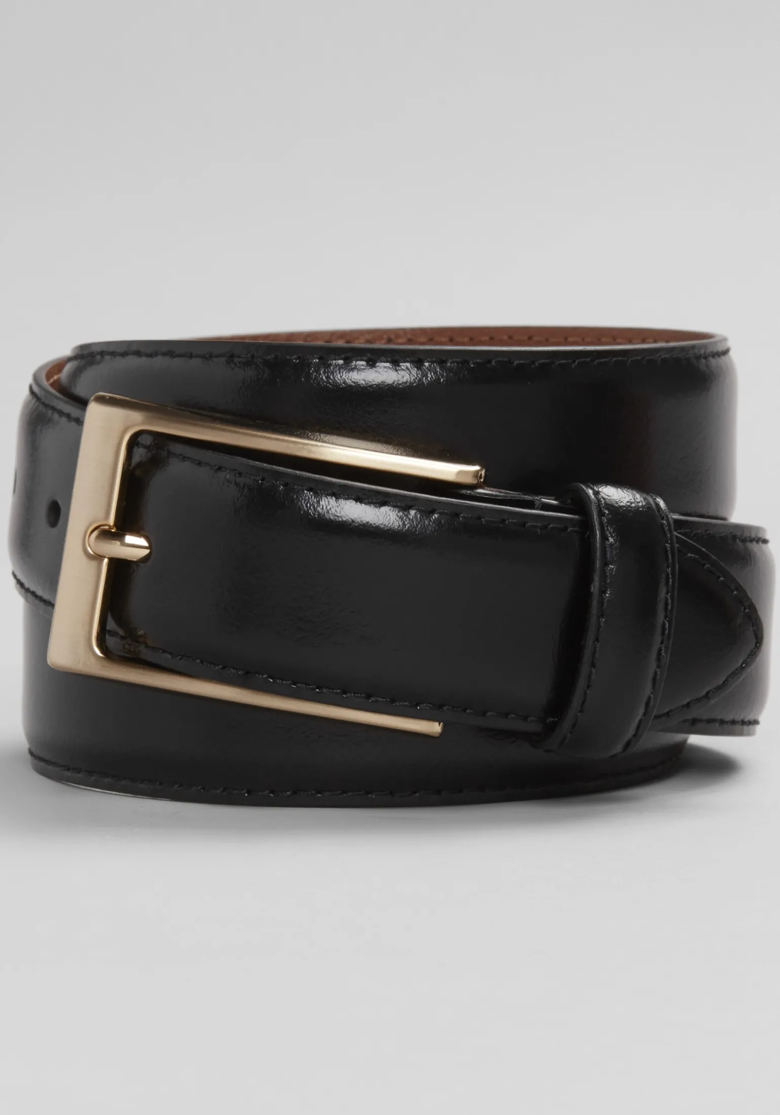 Jos. A. Bank Burnished Feather Edge Stitched Leather Belt