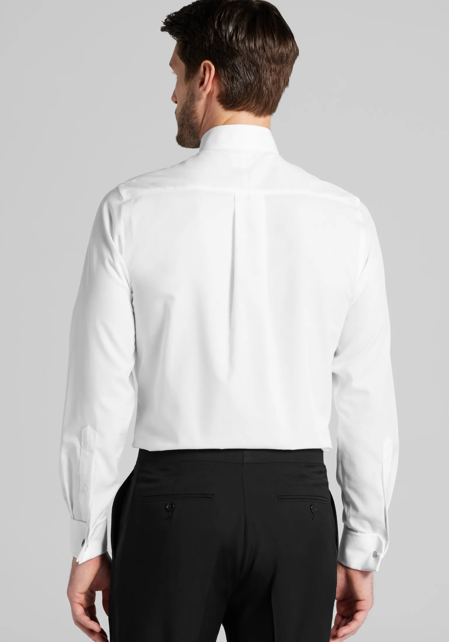 Jos. A. Bank Comfort Stretch Slim Fit Wing Collar French Cuff Five-Pleat Formal Dress Shirt