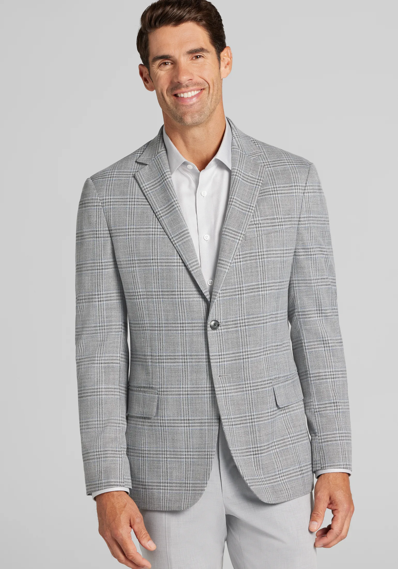 Jos. A. Bank Comfort Stretch Tailored Fit Plaid Knit Sportcoat - Big & Tall