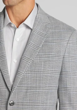 Jos. A. Bank Comfort Stretch Tailored Fit Plaid Knit Sportcoat
