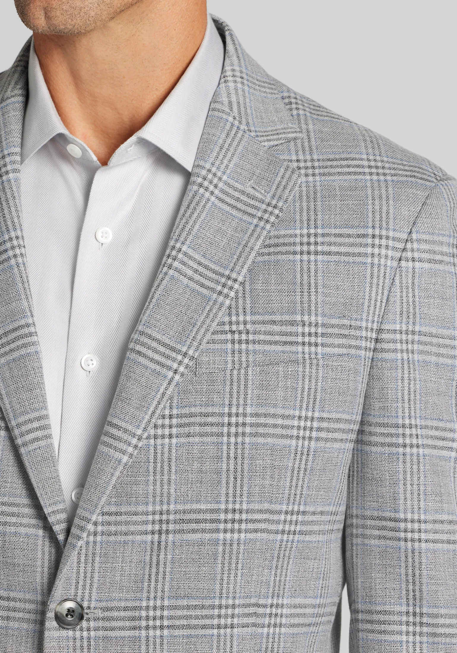 Jos. A. Bank Comfort Stretch Tailored Fit Plaid Knit Sportcoat