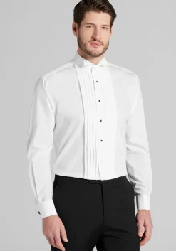 Jos. A. Bank Comfort Stretch Tailored Fit Wing Collar French Cuff Five-Pleat Formal Dress Shirt
