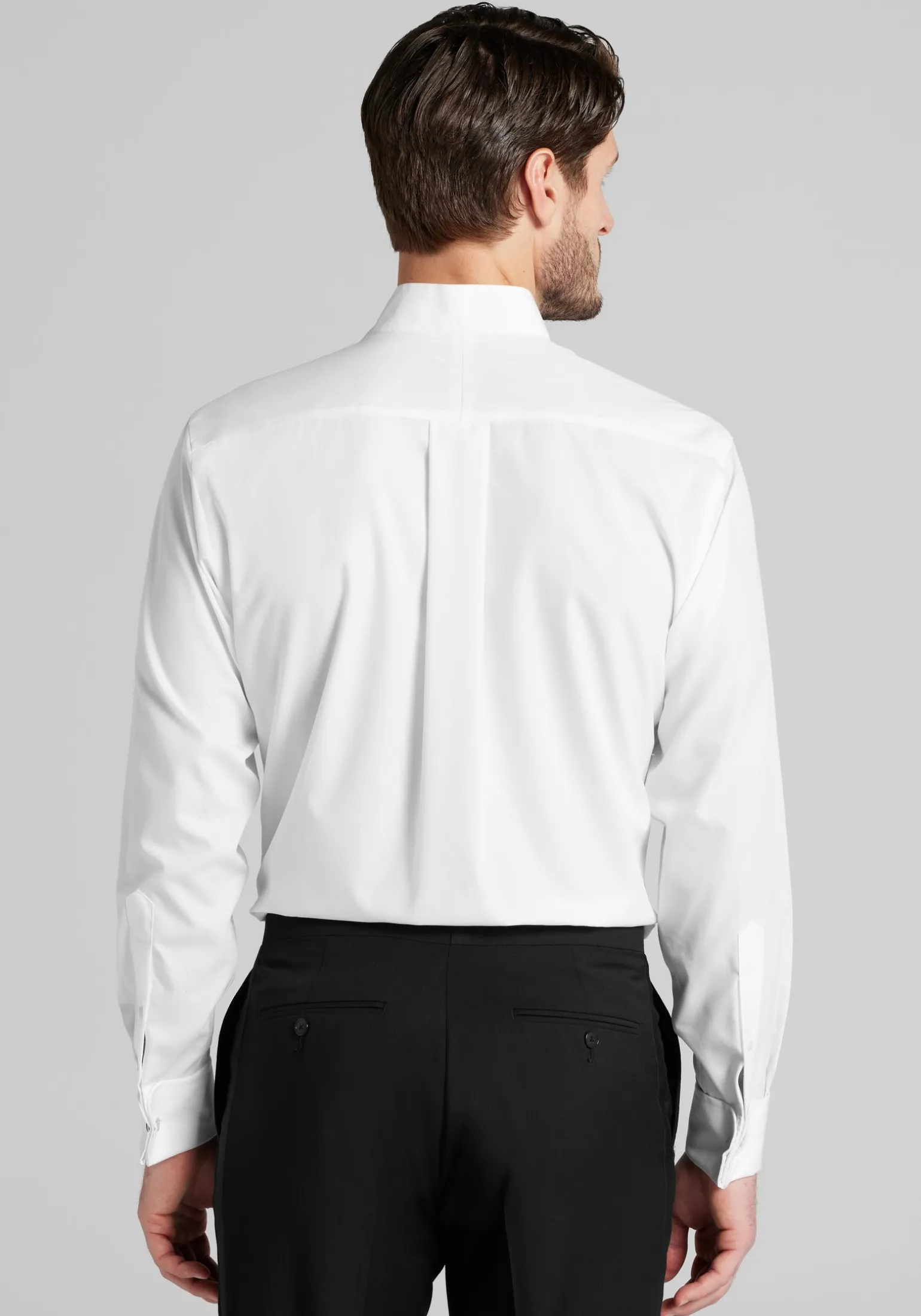 Jos. A. Bank Comfort Stretch Tailored Fit Wing Collar French Cuff Five-Pleat Formal Dress Shirt