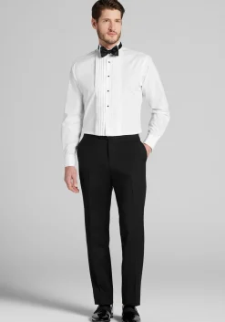 Jos. A. Bank Comfort Stretch Tailored Fit Wing Collar French Cuff Five-Pleat Formal Dress Shirt