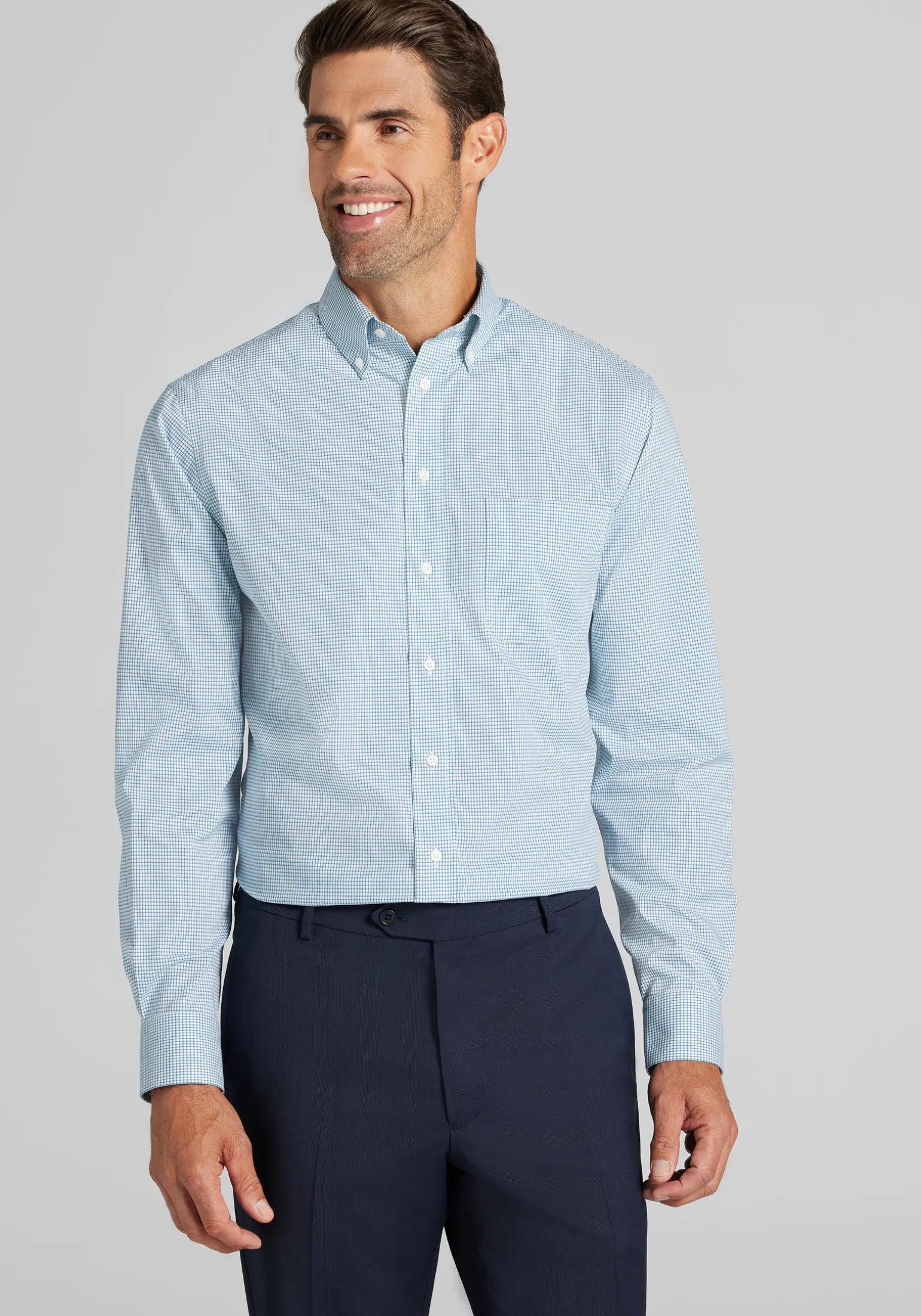 Jos. A. Bank Comfort Stretch Tailored Fit Button-Down Collar Check Dress Shirt