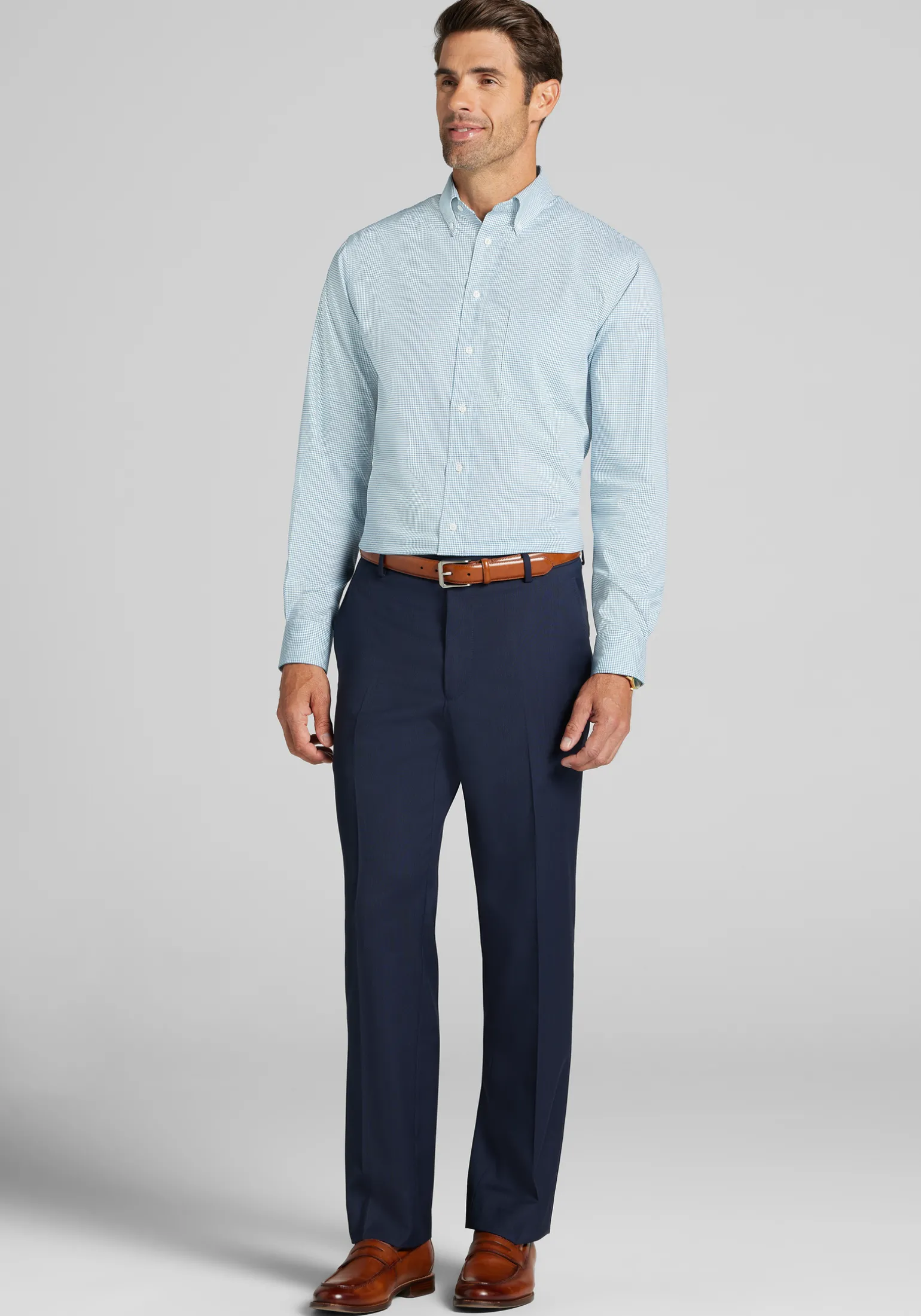 Jos. A. Bank Comfort Stretch Tailored Fit Button-Down Collar Check Dress Shirt