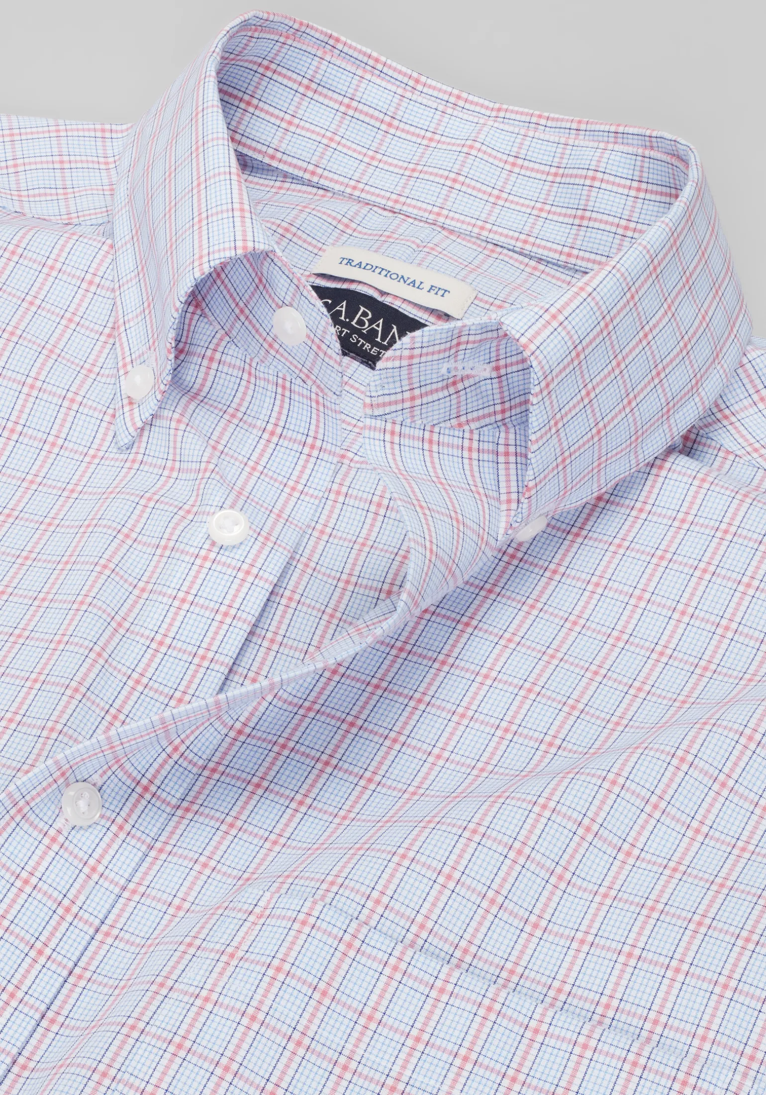 Jos. A. Bank Comfort Stretch Traditional Fit Button-Down Collar Plaid Dress Shirt