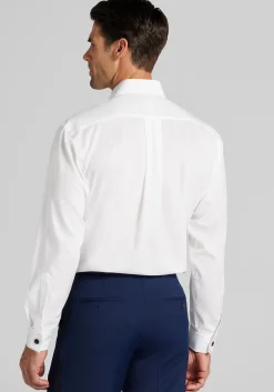 Jos. A. Bank Comfort Stretch Traditional Fit Point Collar French Cuff Eight-Pleat Formal Dress Shirt
