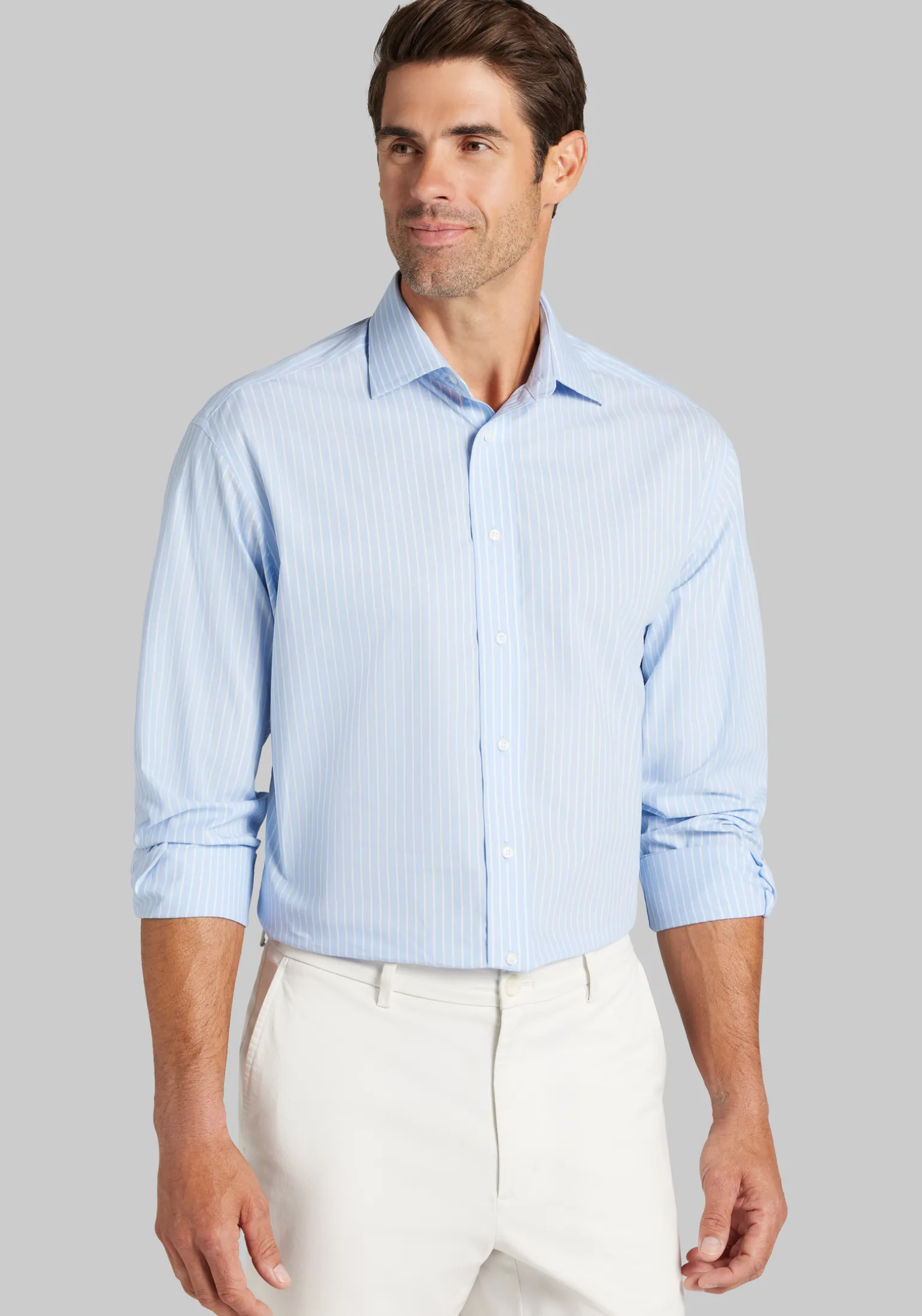 Jos. A. Bank Comfort Stretch Traditional Fit Spread Collar Stripe Dress Shirt