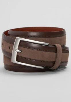 Jos. A. Bank Nubuck Insert Stitched Feather-Edge Belt