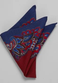 Jos. A. Bank Paisley & Herringbone Reversible Wool Pocket Square