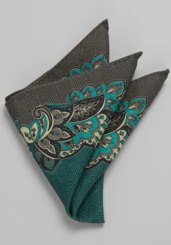 Jos. A. Bank Paisley & Herringbone Reversible Wool Pocket Square