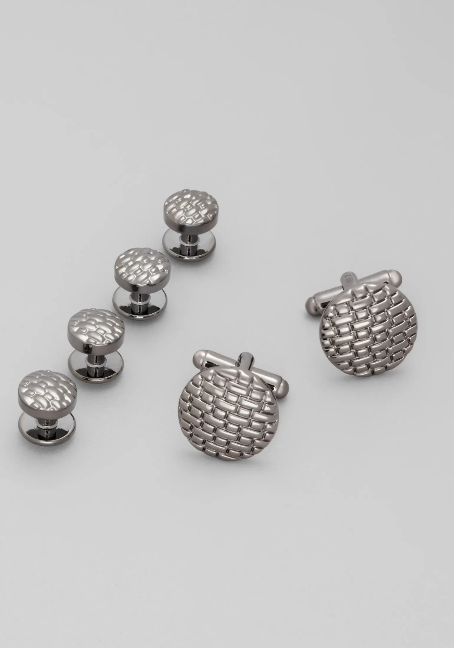 Jos. A. Bank Round Basketweave Cufflink & Stud Set