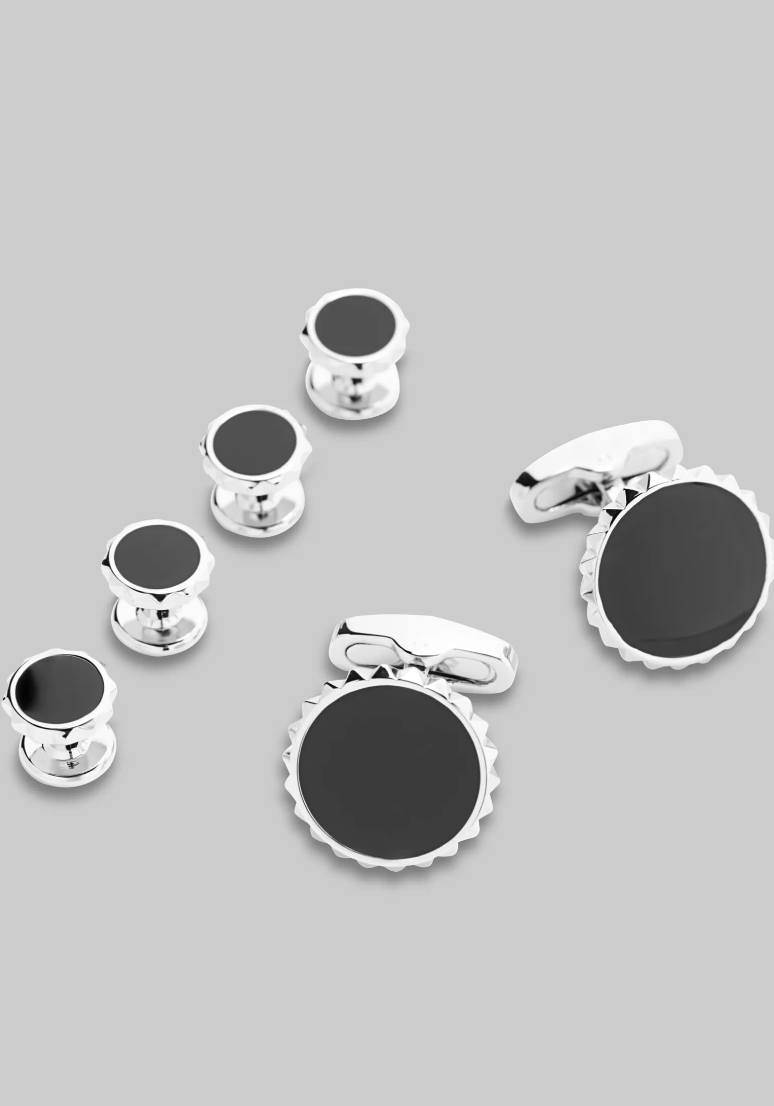 Jos. A. Bank Round Black Enamel Cufflink & Stud Set