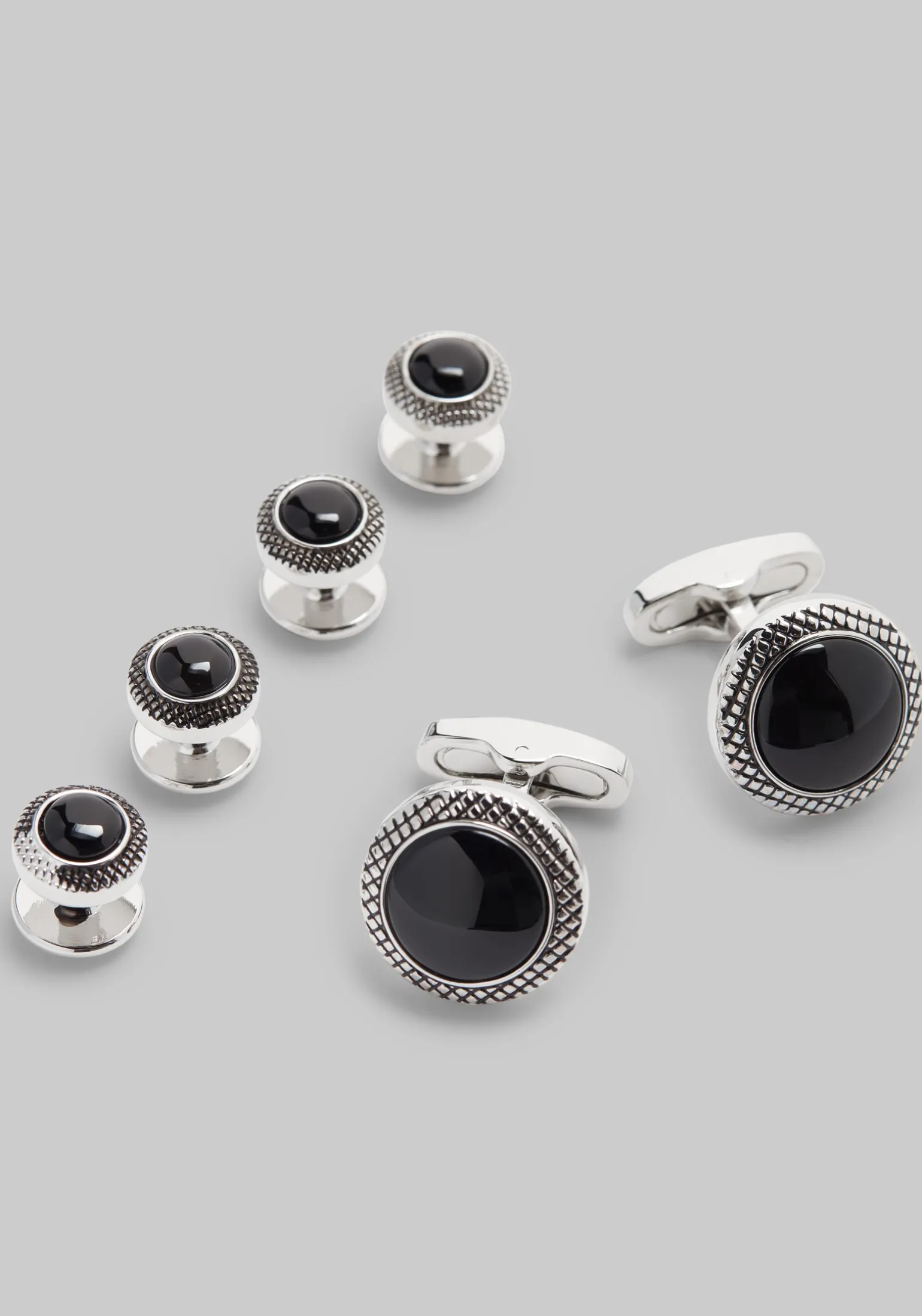 Jos. A. Bank Round Black Onyx Cufflink & Stud Set