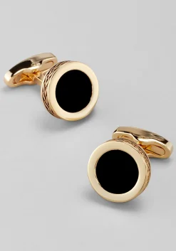 Jos. A. Bank Round Onyx Ornate Border Cufflinks