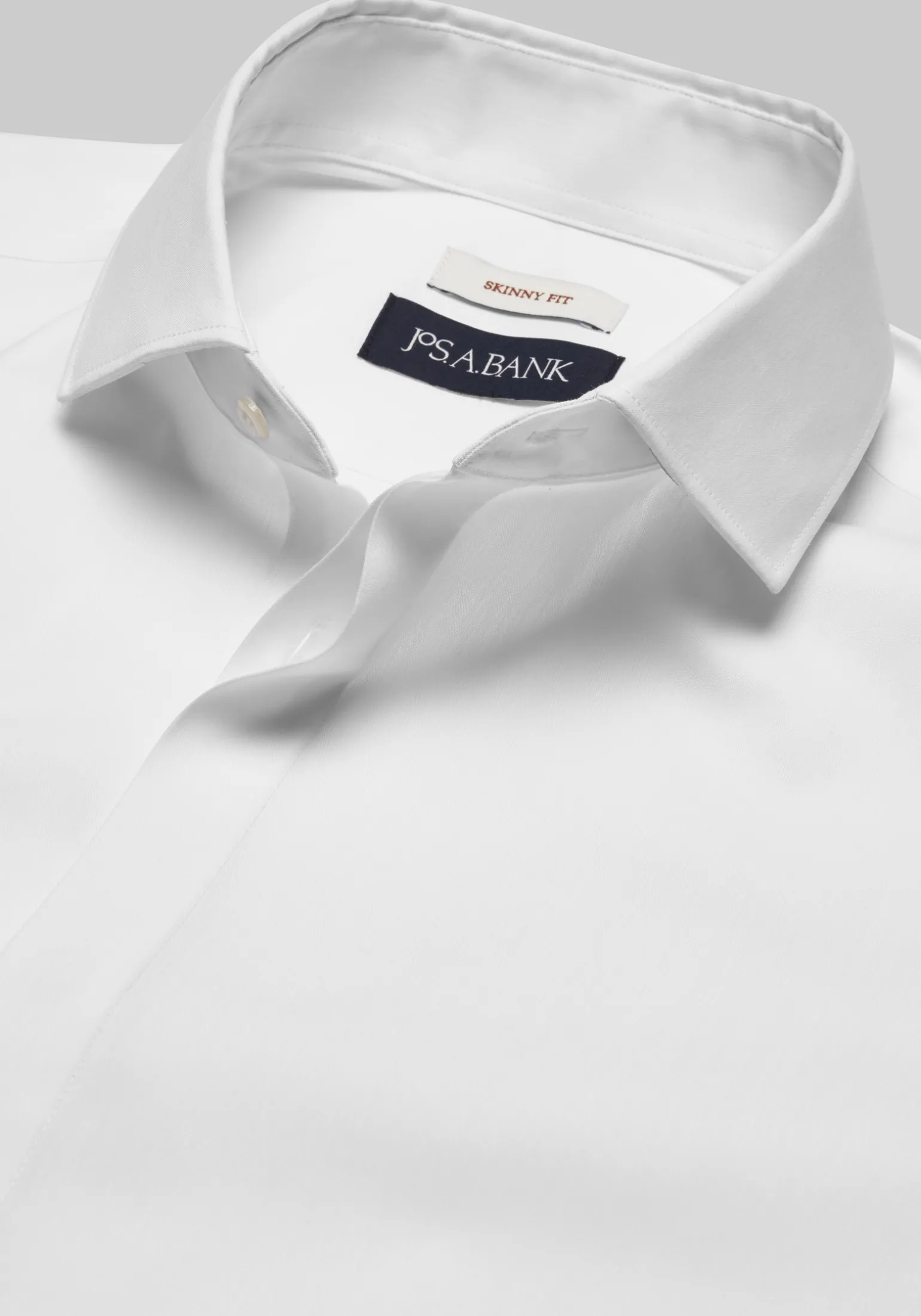 Jos. A. Bank Skinny Fit Spread Collar Covered Placket Solid Dress Shirt