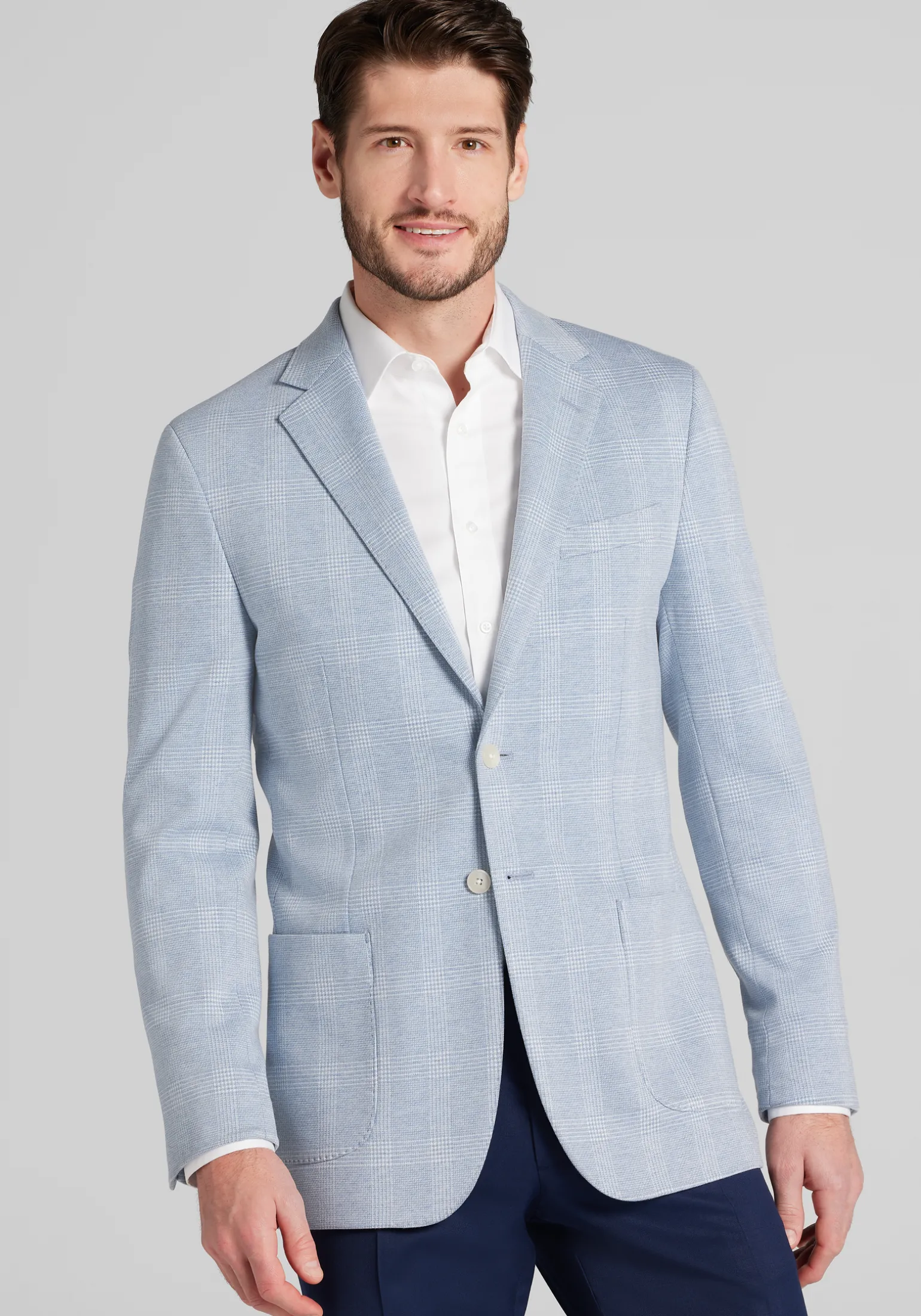 Jos. A. Bank Slim Fit Comfort Stretch Knit Plaid Sportcoat - Big & Tall
