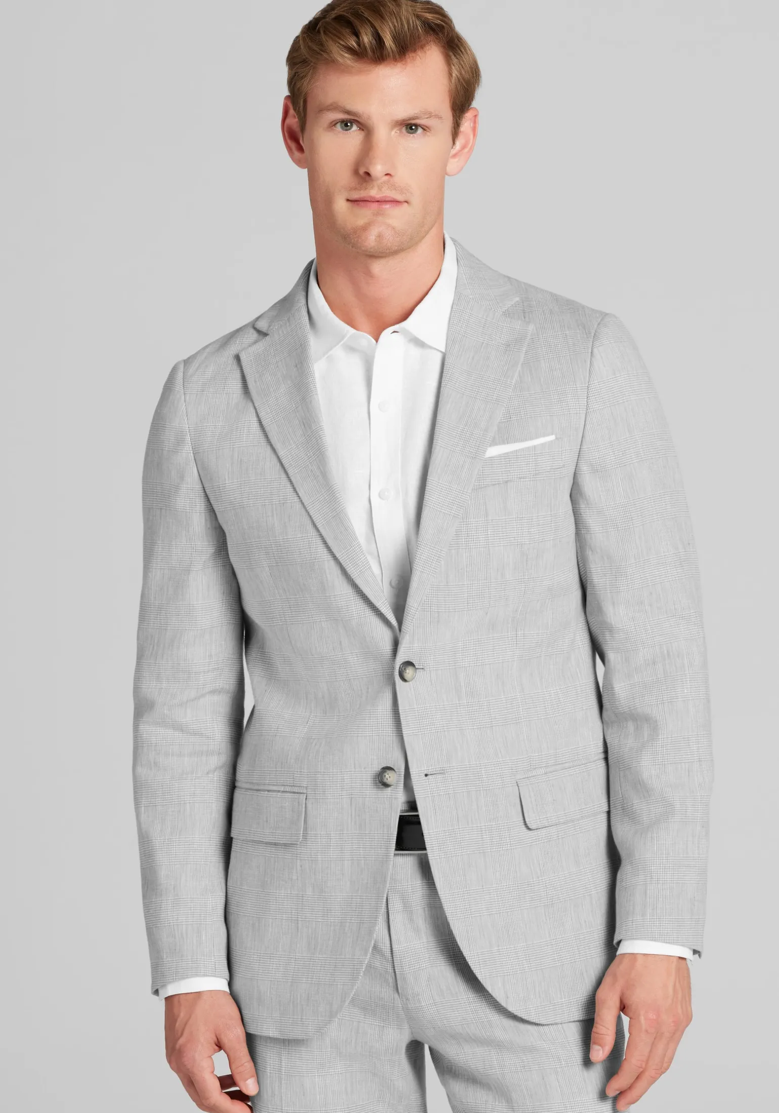 Jos. A. Bank Slim Fit Comfort Stretch Linen Blend Plaid Suit Separate Jacket