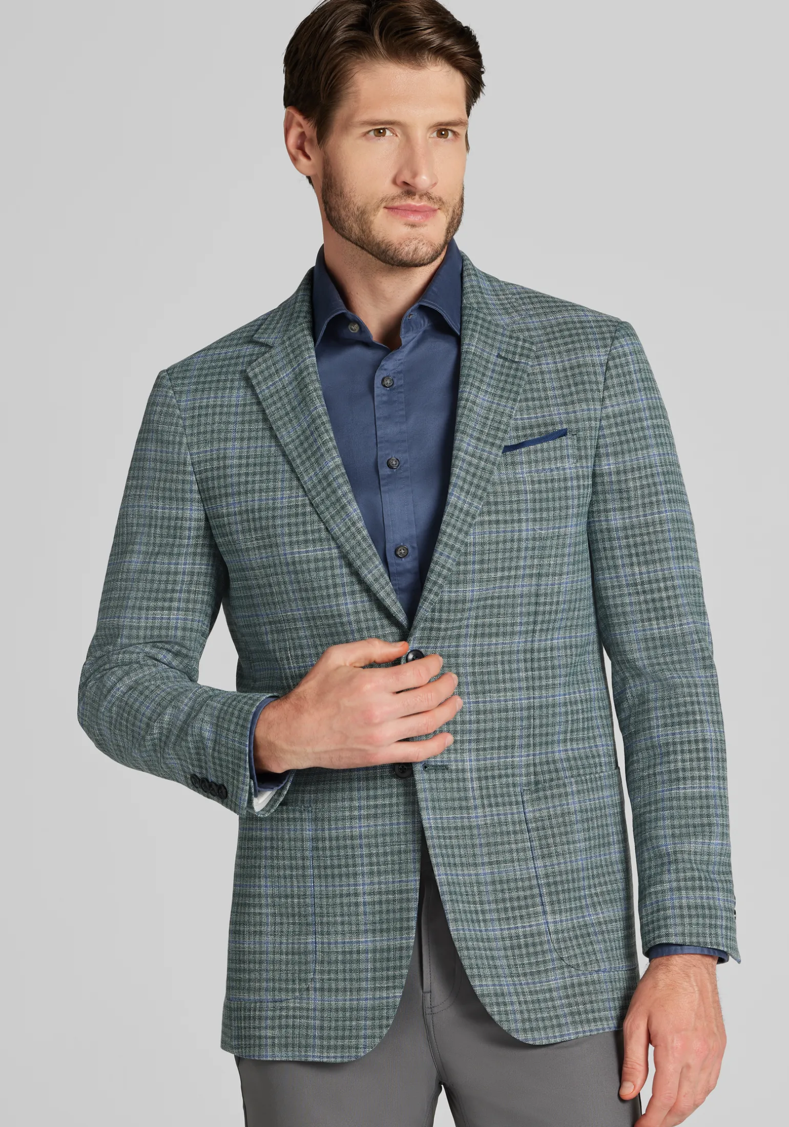 Jos. A. Bank Slim Fit Windowpane Plaid Comfort Stretch Sportcoat - Big & Tall