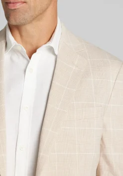 Jos. A. Bank Tailored Fit Comfort Stretch Linen Blend Windowpane Suit Separate Jacket
