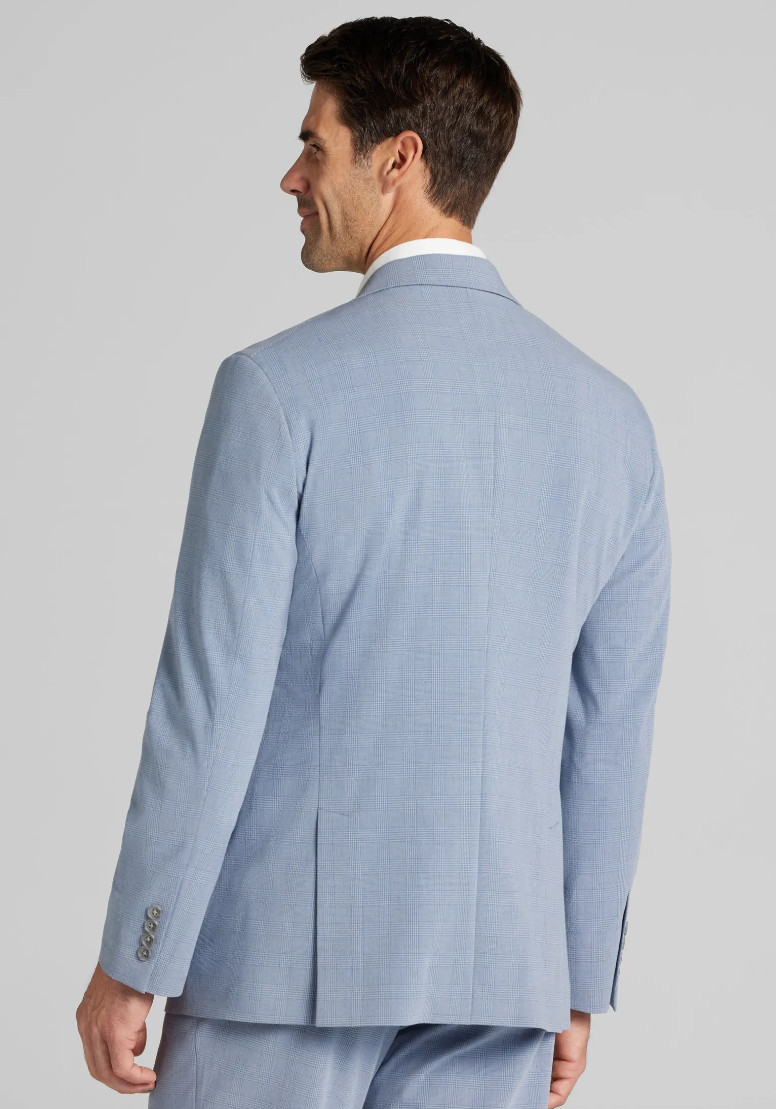 Jos. A. Bank Tailored Fit Comfort Stretch Seersucker Plaid Suit Separate Jacket