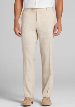 Jos. A. Bank Tailored Fit Comfort Stretch Linen Blend Plaid Suit Separates Pants - Big & Tall