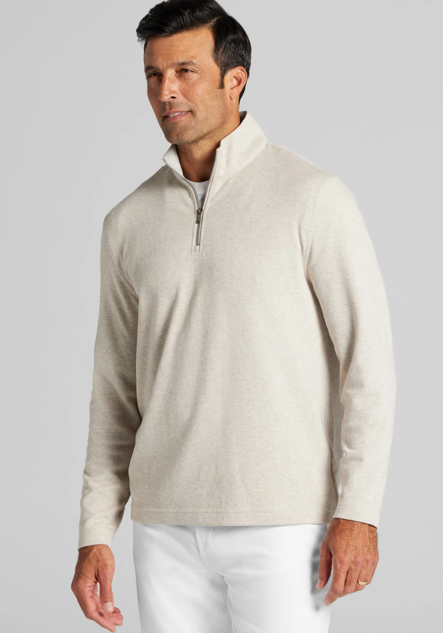 Jos. A. Bank Tailored Fit Double Face 1/4 Zip Pullover - Big & Tall