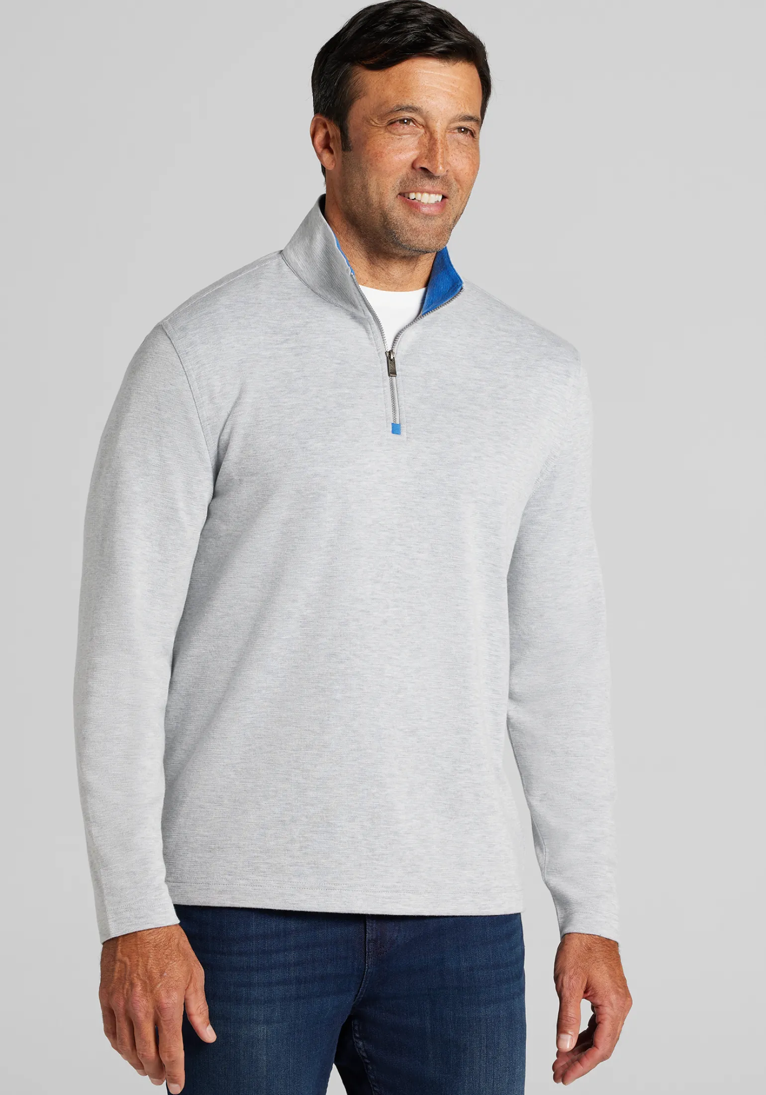 Jos. A. Bank Tailored Fit Double Face 1/4 Zip Pullover - Big & Tall