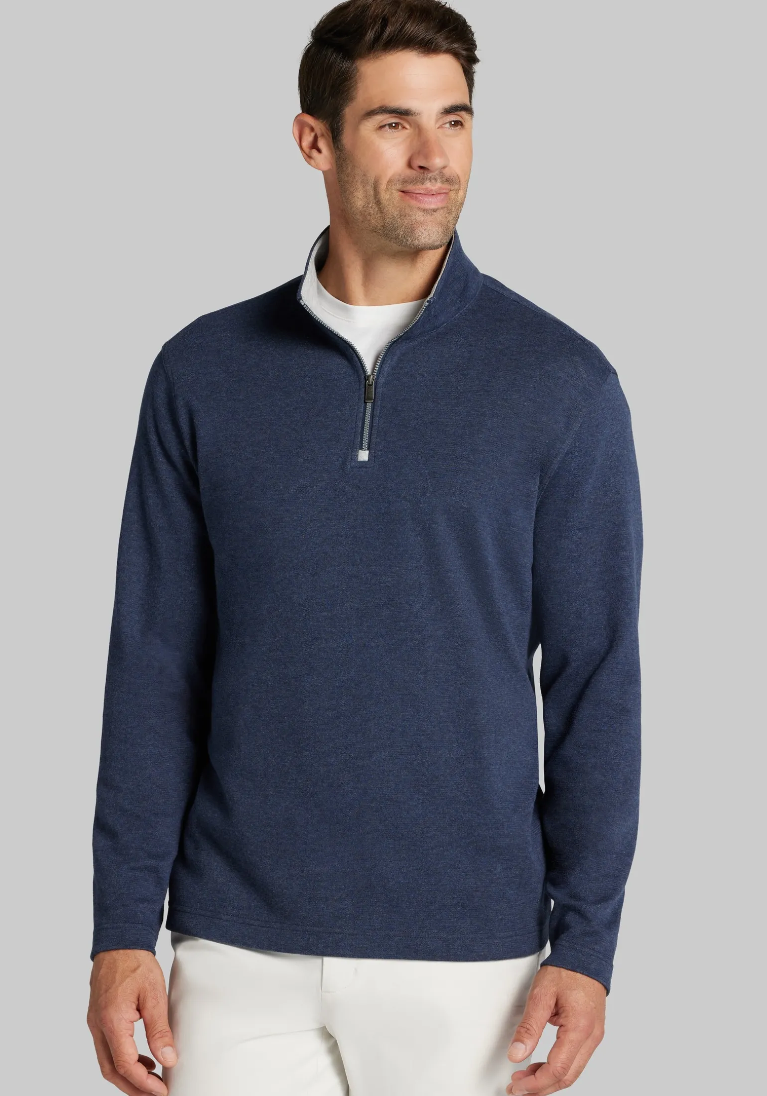 Jos. A. Bank Tailored Fit Double Face 1/4 Zip Pullover - Big & Tall