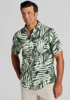 Jos. A. Bank Tailored Fit Giant Fern Linen-Cotton Blend Sportshirt CLEARANCE