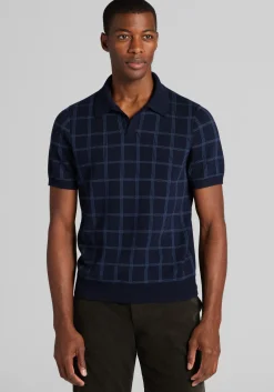 Jos. A. Bank Tailored Fit Grid Birdseye Short Sleeve Polo Sweater