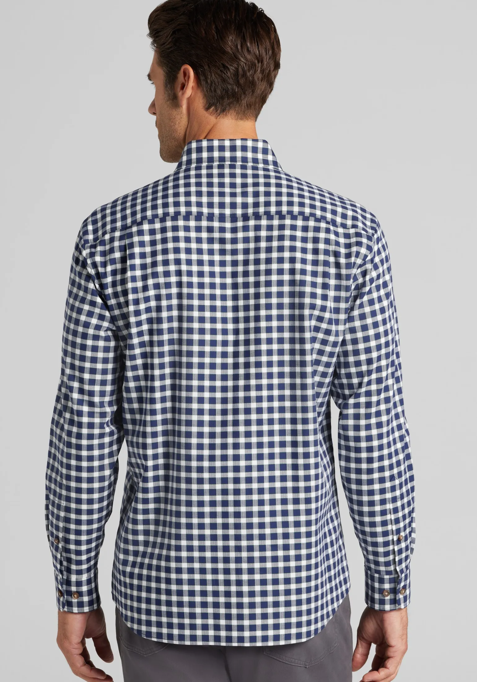 Jos. A. Bank Tailored Fit Herringbone Check Button-Up Shirt
