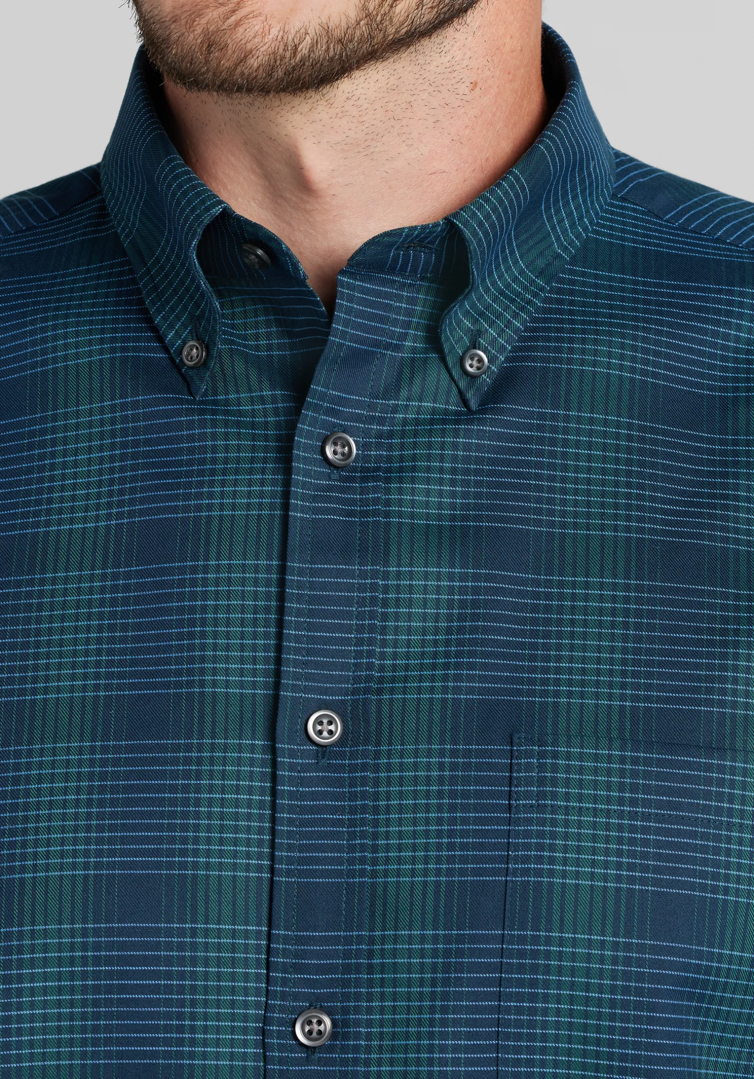 Jos. A. Bank Tailored Fit Large Plaid Button Up Shirt