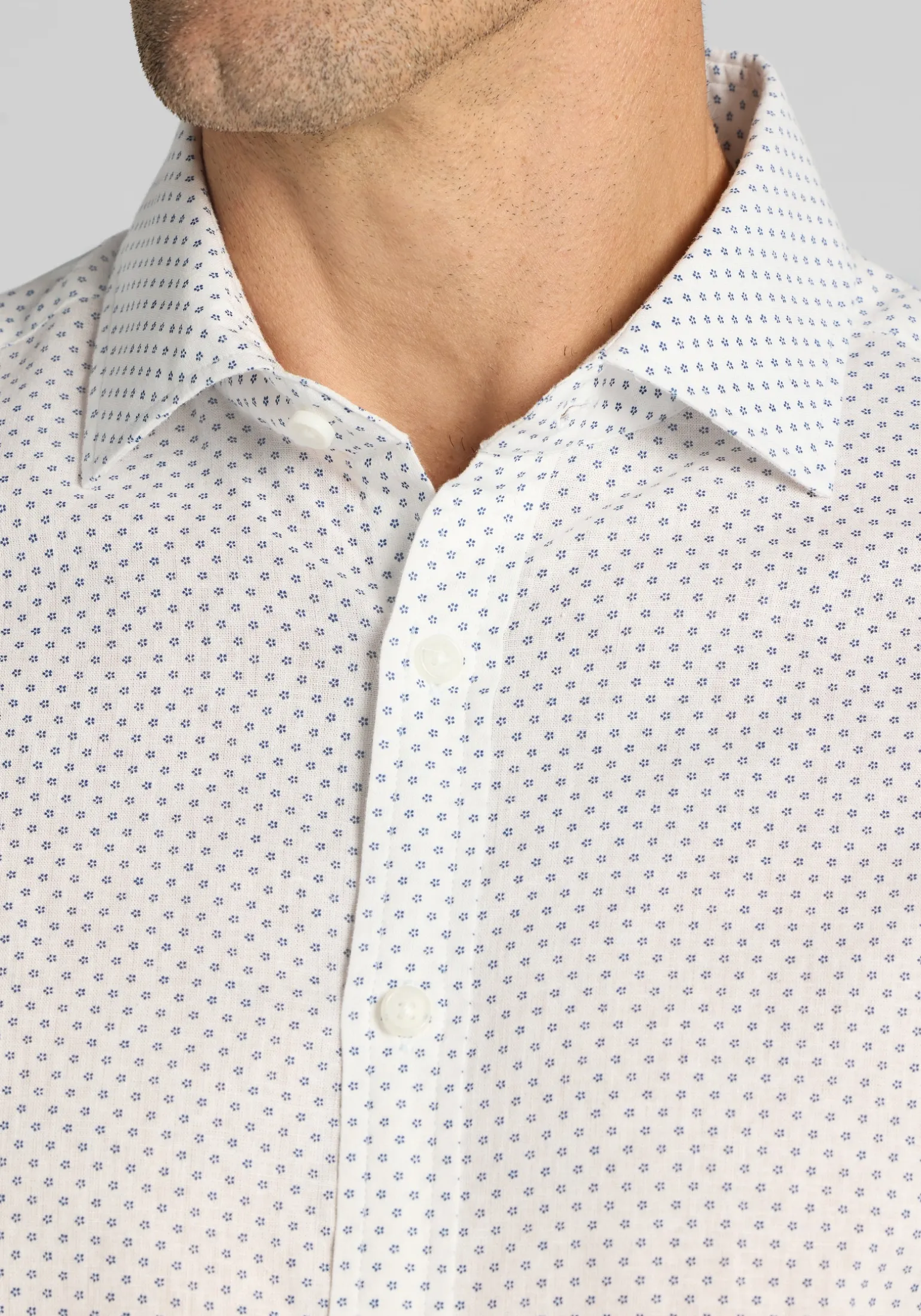 Jos. A. Bank Tailored Fit Linen Blend Mini Daisy Button Up Shirt CLEARANCE