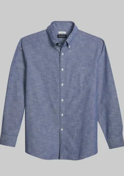 Jos. A. Bank Tailored Fit Long Sleeve Chambray Button Up Shirt - Big & Tall
