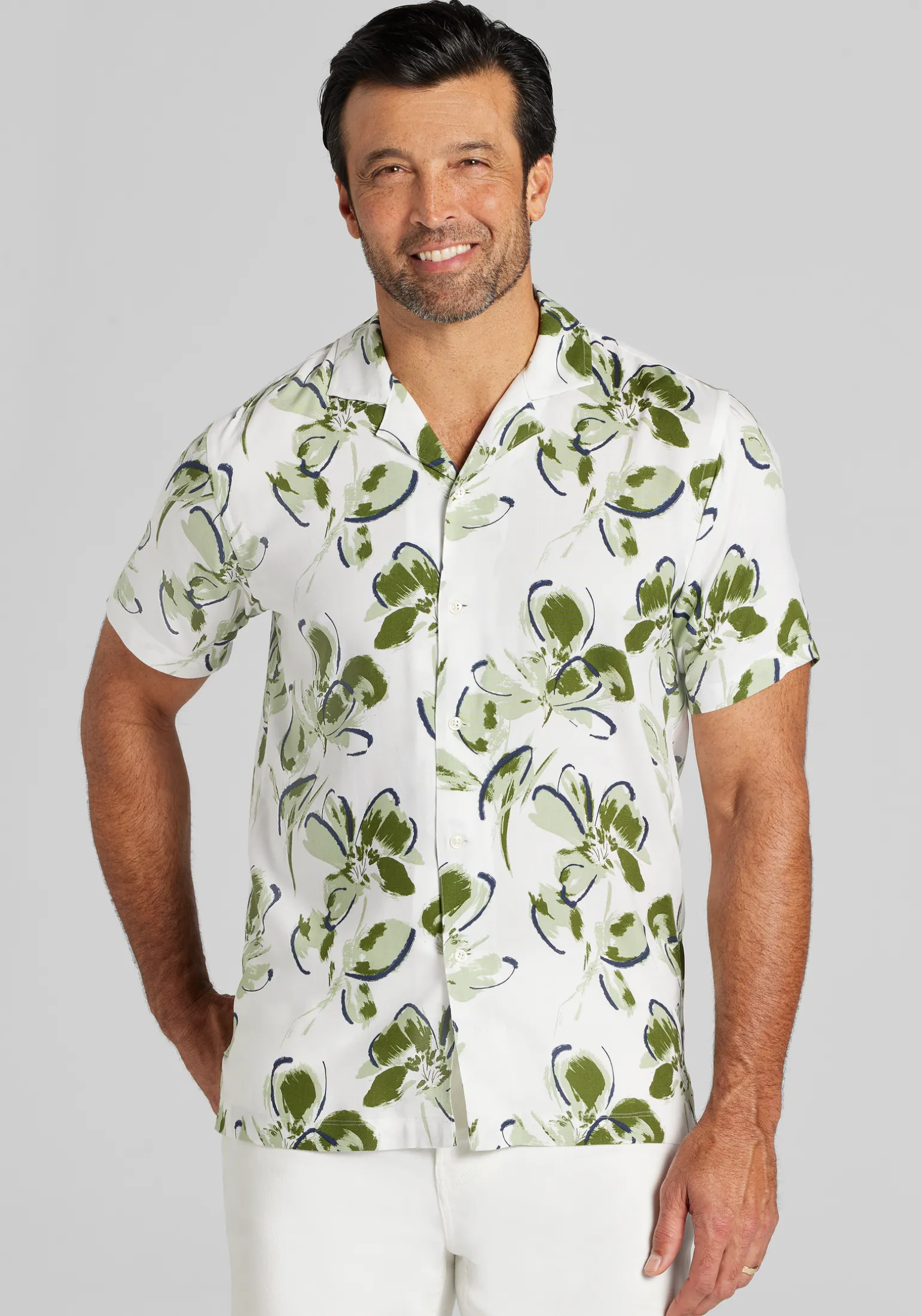 Jos. A. Bank Tailored Fit Lotus Short Sleeve Sportshirt CLEARANCE