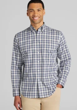 Jos. A. Bank Tailored Fit Medium Plaid Button Up Shirt - Big & Tall