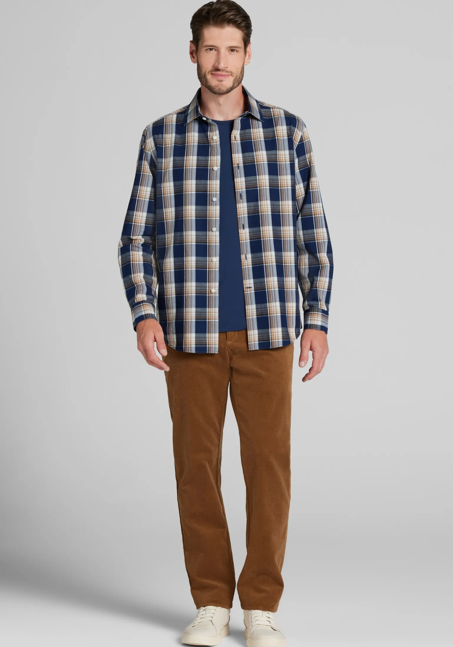 Jos. A. Bank Tailored Fit Medium Check Button Up Shirt
